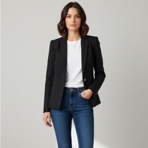 Zara black classic cotton pearl button blazer jacket - size XS
